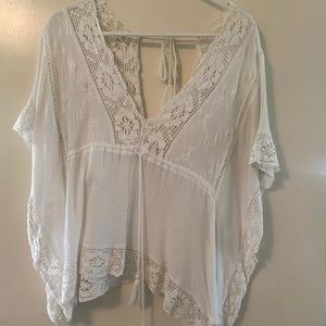 Zara Trafaluc cotton blouse with lace trim